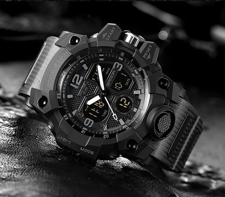 SANDA nouvelle mode Sport militaire montre-bracelet pour hommes numérique Quartz double affichage montres étanche montre décontractée pour hommes