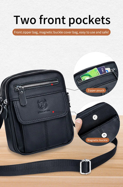 Bullcaptain décontracté hommes sacs à bandoulière affaires sac de messager de haute qualité hommes en cuir de vache sac Mini grande capacité poche