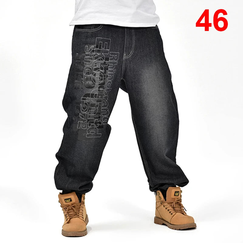Jean Baggy en Denim pour Homme, Pantalon Streetwear, Hip Hop, Décontracté, Skateboard, Grande Taille, FJBlack, S94