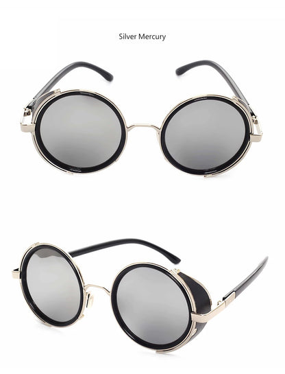 Lunettes de soleil Steampunk rétro pour hommes et femmes, rondes en métal ShiPublishSun, marque de créateur, lunettes de mode, lentille miroir UV400