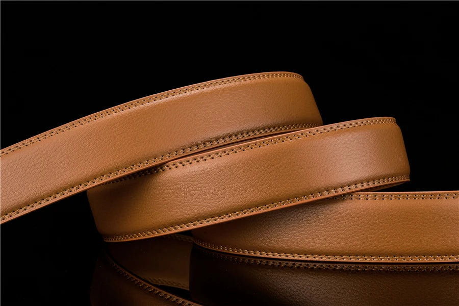 Plyesxale-Ceinture en cuir véritable pour homme, ceinture habillée à cliquet, haute qualité, automatique, bleu, rouge, marron clair, environnement B36