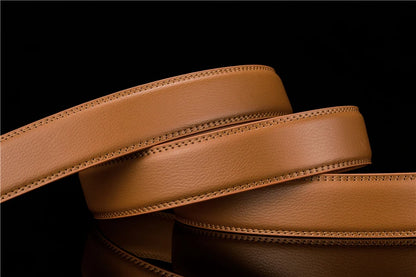 Plyesxale-Ceinture en cuir véritable pour homme, ceinture habillée à cliquet, haute qualité, automatique, bleu, rouge, marron clair, environnement B36