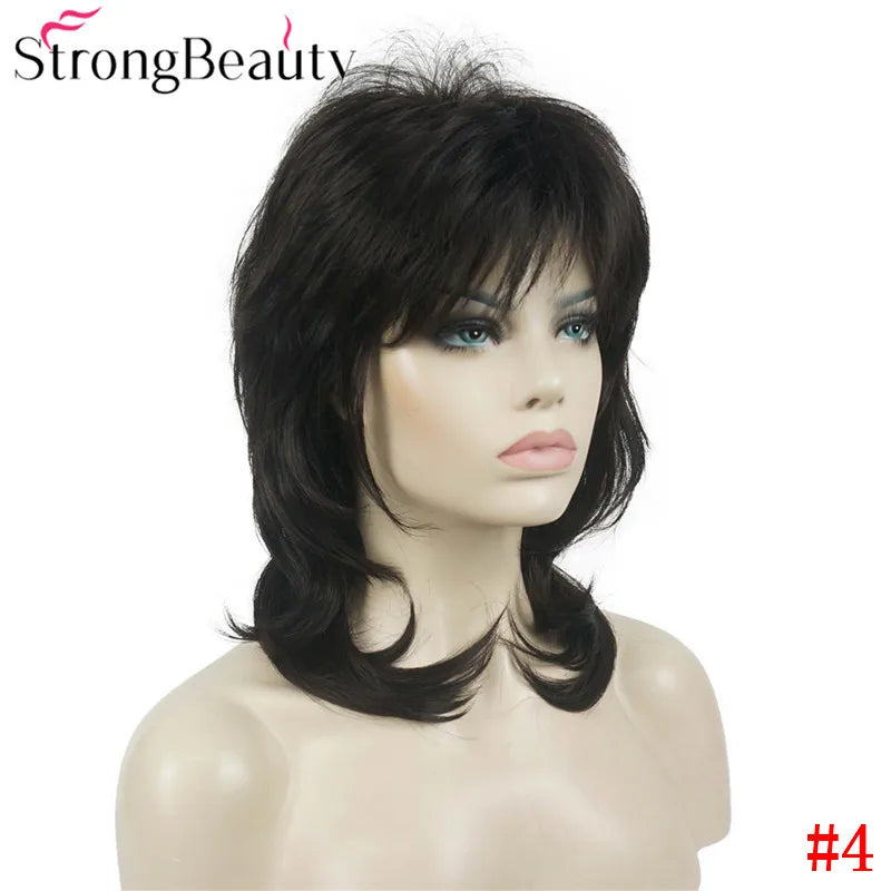 Perruque synthétique ondulée mi-longue pour femmes, cheveux naturels, sans capuchon