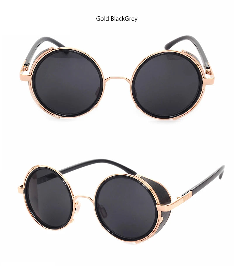 Lunettes de soleil Steampunk rétro pour hommes et femmes, rondes en métal ShiPublishSun, marque de créateur, lunettes de mode, lentille miroir UV400