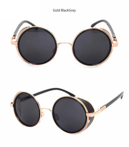 Lunettes de soleil Steampunk rétro pour hommes et femmes, rondes en métal ShiPublishSun, marque de créateur, lunettes de mode, lentille miroir UV400