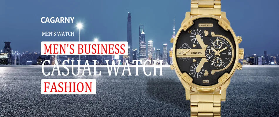 Marque grand cadran bande d'acier double affichage de l'heure hommes montres chronographe Quartz montre-bracelet militaire Relogio Masculino Hombre Reloj