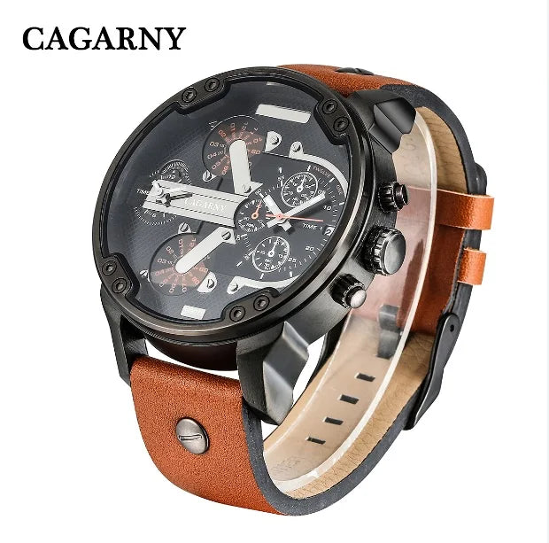 52MM grand boîtier montre à Quartz pour hommes chic hommes montres étanche double affichage de l'heure militaire relogio masculino mâle horloge