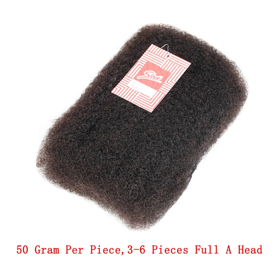 Extensions de cheveux humains afro crépus élégants en vrac noir naturel/marron/gris-léger pour tresser, coiffer et usage quotidien