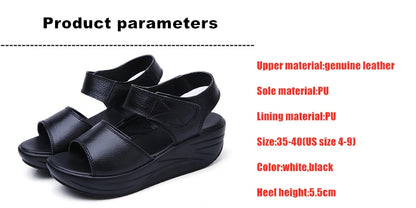 WOIZGIC-Sandales en cuir véritable pour femmes, chaussures d'été décontractées à plateforme avec boucle à crochet, AM-9018