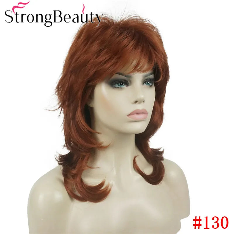 Perruque synthétique ondulée mi-longue pour femmes, cheveux naturels, sans capuchon