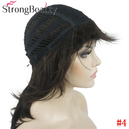 Perruque synthétique ondulée mi-longue pour femmes, cheveux naturels, sans capuchon