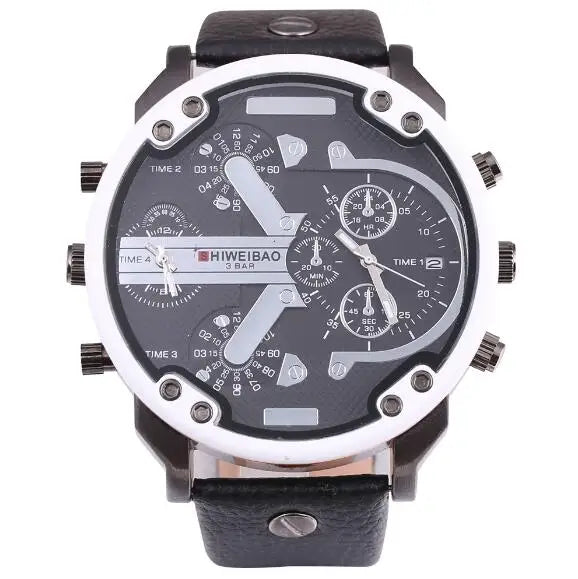 Marque grand cadran bande d'acier double affichage de l'heure hommes montres chronographe Quartz montre-bracelet militaire Relogio Masculino Hombre Reloj