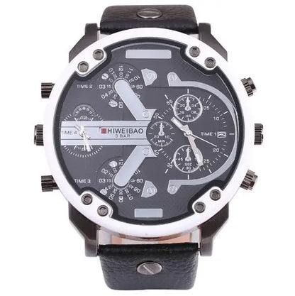 Marque grand cadran bande d'acier double affichage de l'heure hommes montres chronographe Quartz montre-bracelet militaire Relogio Masculino Hombre Reloj