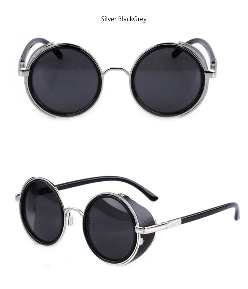 Lunettes de soleil Steampunk rétro pour hommes et femmes, rondes en métal ShiPublishSun, marque de créateur, lunettes de mode, lentille miroir UV400