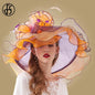FS Organza Kentucky Derby Fascinators chapeau pour femmes dames à large bord chapeaux de soleil fleurs élégant mariage mariée église fête Fedoras