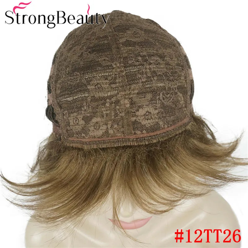 Perruque synthétique ondulée mi-longue pour femmes, cheveux naturels, sans capuchon