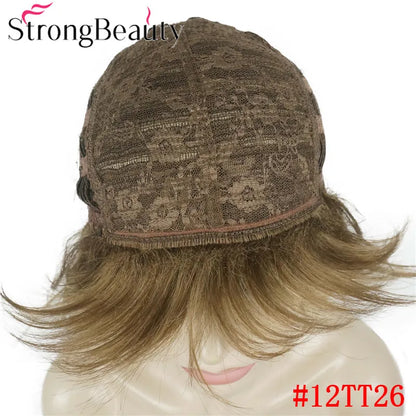 Perruque synthétique ondulée mi-longue pour femmes, cheveux naturels, sans capuchon