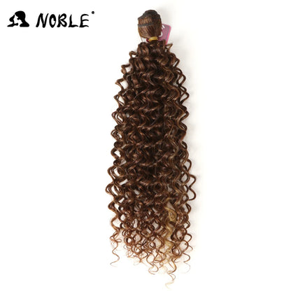 Noble tissage de cheveux synthétiques 16-20 pouces 7 pièces/lot Afro crépus bouclés paquets de cheveux avec fermeture dentelle synthétique pour les femmes noires