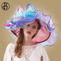 FS Organza Kentucky Derby Fascinators chapeau pour femmes dames à large bord chapeaux de soleil fleurs élégant mariage mariée église fête Fedoras