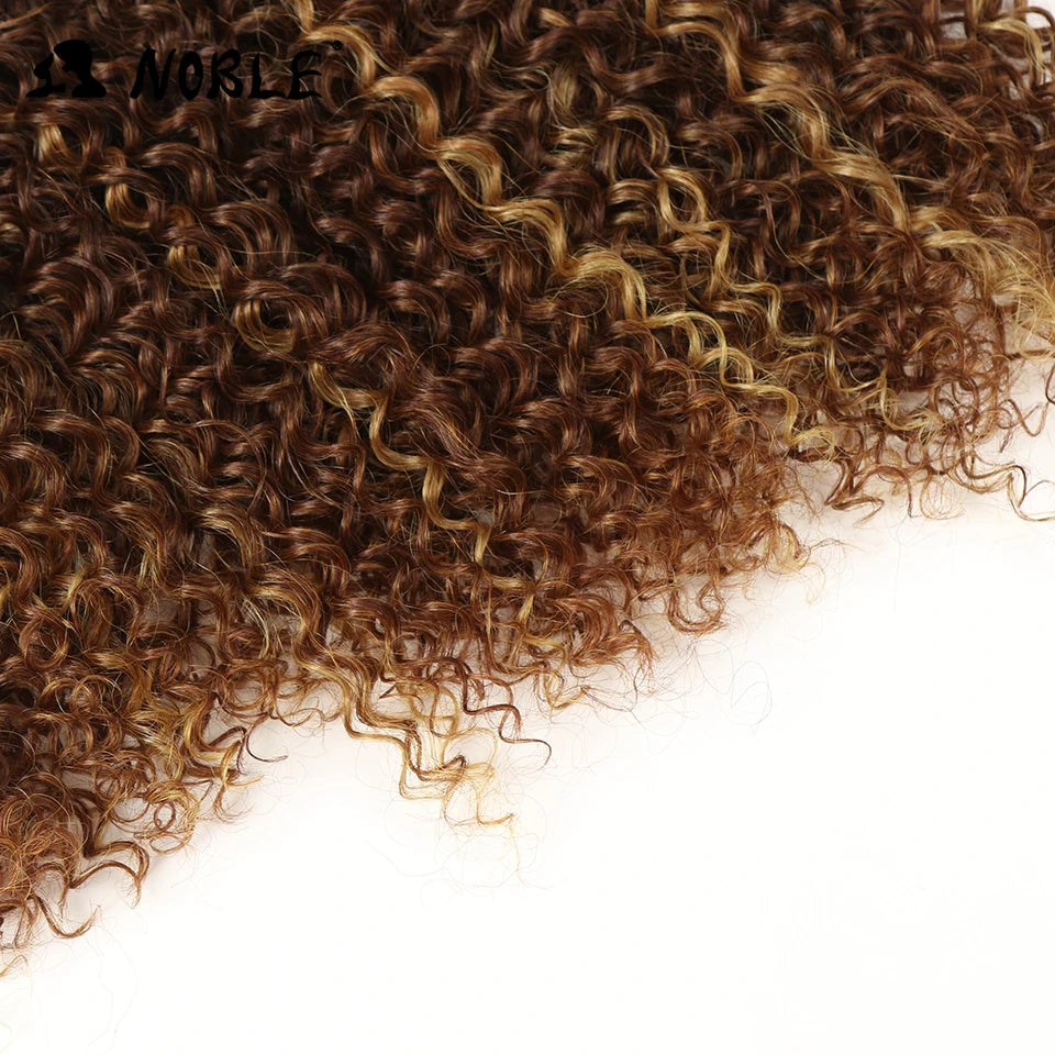 Noble tissage de cheveux synthétiques 16-20 pouces 7 pièces/lot Afro crépus bouclés paquets de cheveux avec fermeture dentelle synthétique pour les femmes noires