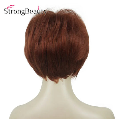 StrongBeauty-Perruques Synthétiques Courtes Droites, Cheveux Doux, Layered Shag, Ombre Blonde