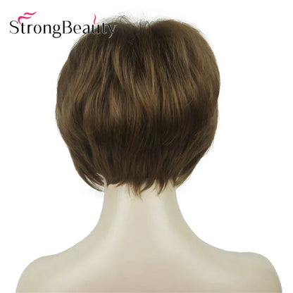 StrongBeauty-Perruques Synthétiques Courtes Droites, Cheveux Doux, Layered Shag, Ombre Blonde