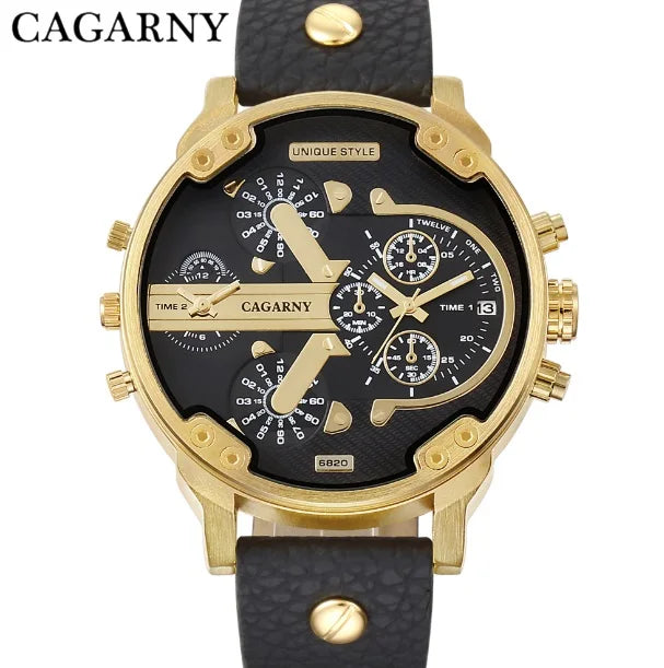 52MM grand boîtier montre à Quartz pour hommes chic hommes montres étanche double affichage de l'heure militaire relogio masculino mâle horloge