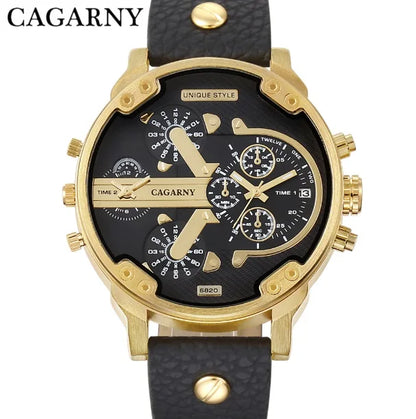 52MM grand boîtier montre à Quartz pour hommes chic hommes montres étanche double affichage de l'heure militaire relogio masculino mâle horloge