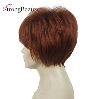 StrongBeauty-Perruques Synthétiques Courtes Droites, Cheveux Doux, Layered Shag, Ombre Blonde