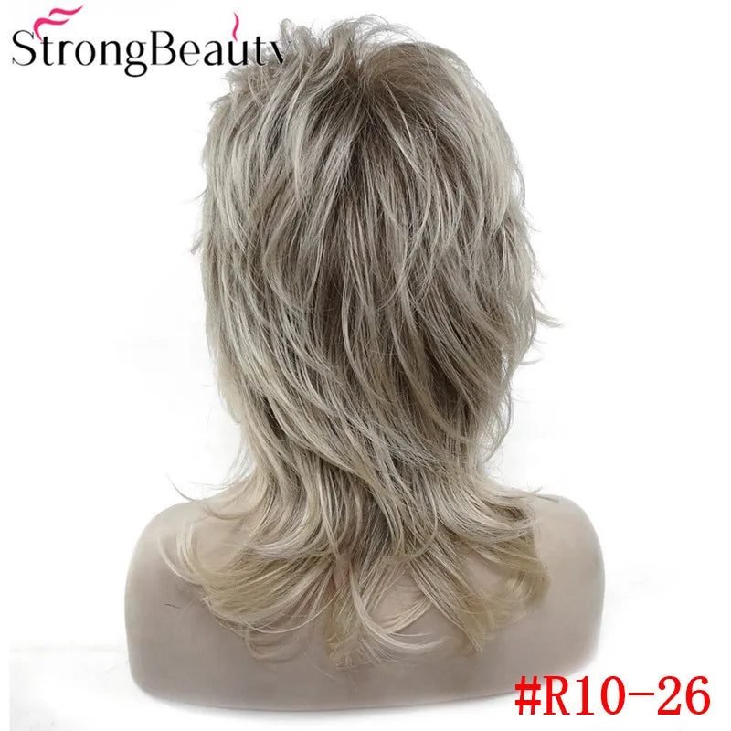 Perruque synthétique ondulée mi-longue pour femmes, cheveux naturels, sans capuchon