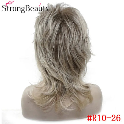 Perruque synthétique ondulée mi-longue pour femmes, cheveux naturels, sans capuchon