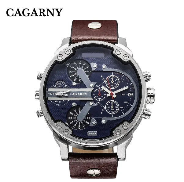 52MM grand boîtier montre à Quartz pour hommes chic hommes montres étanche double affichage de l'heure militaire relogio masculino mâle horloge