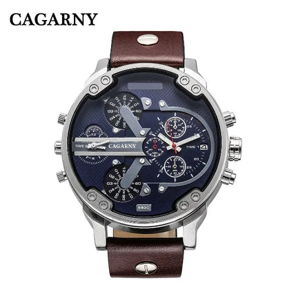 52MM grand boîtier montre à Quartz pour hommes chic hommes montres étanche double affichage de l'heure militaire relogio masculino mâle horloge