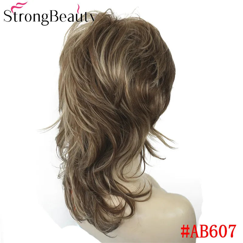 Perruque synthétique ondulée mi-longue pour femmes, cheveux naturels, sans capuchon