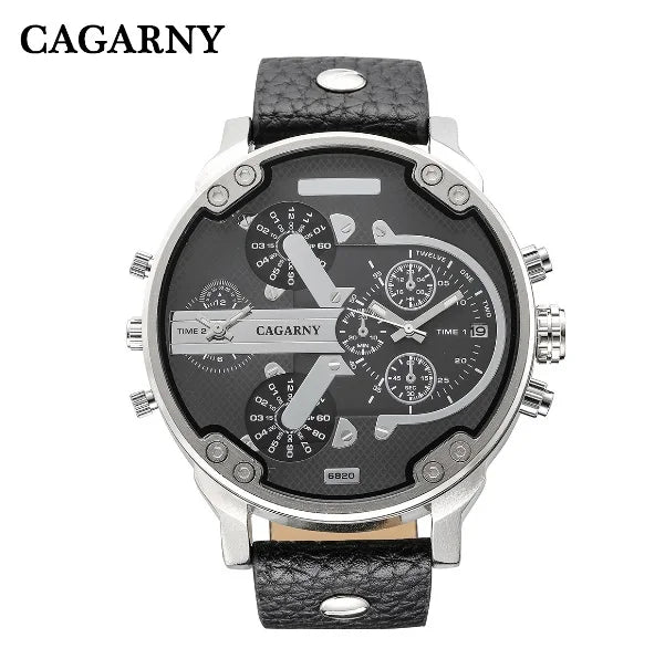 52MM grand boîtier montre à Quartz pour hommes chic hommes montres étanche double affichage de l'heure militaire relogio masculino mâle horloge
