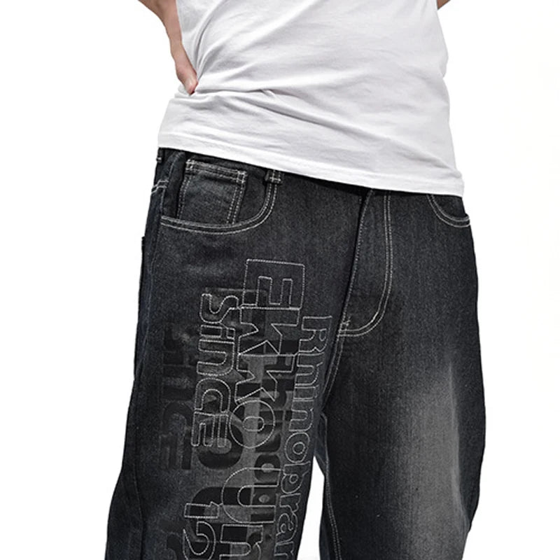 Jean Baggy en Denim pour Homme, Pantalon Streetwear, Hip Hop, Décontracté, Skateboard, Grande Taille, FJBlack, S94