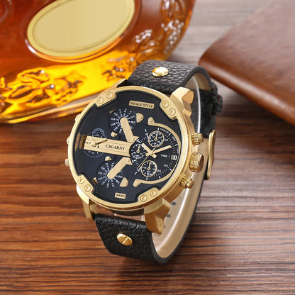 52MM grand boîtier montre à Quartz pour hommes chic hommes montres étanche double affichage de l'heure militaire relogio masculino mâle horloge