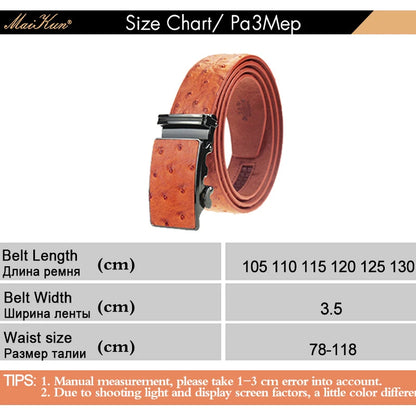 Maikun – Ceinture en cuir de luxe pour hommes, design Original, Grain d'autruche, automatique, avec boucle