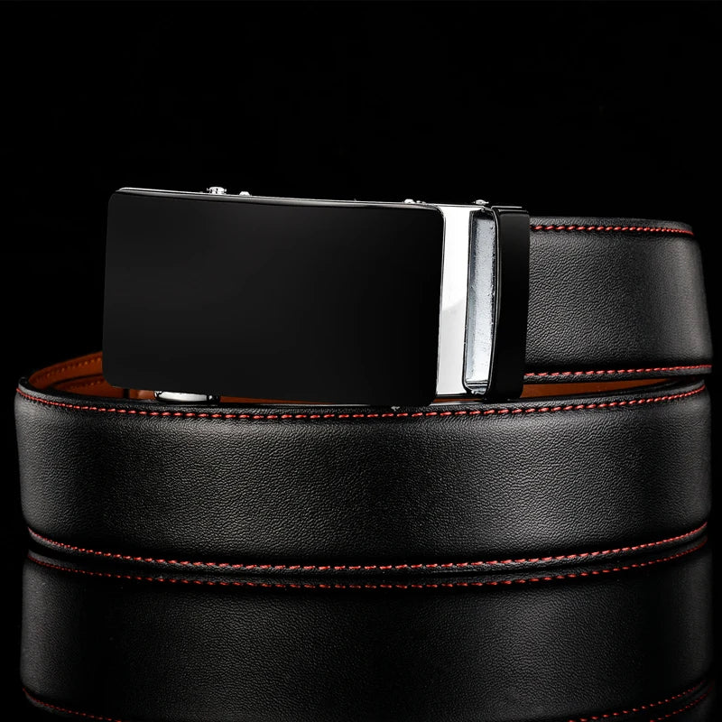 Plyesxale-Ceinture en cuir véritable pour homme, ceinture habillée à cliquet, haute qualité, automatique, bleu, rouge, marron clair, environnement B36