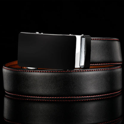 Plyesxale-Ceinture en cuir véritable pour homme, ceinture habillée à cliquet, haute qualité, automatique, bleu, rouge, marron clair, environnement B36