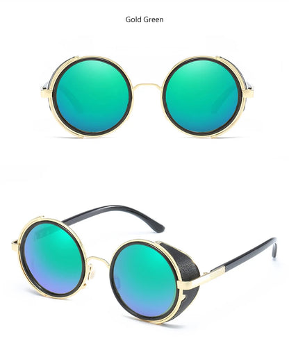 Lunettes de soleil Steampunk rétro pour hommes et femmes, rondes en métal ShiPublishSun, marque de créateur, lunettes de mode, lentille miroir UV400