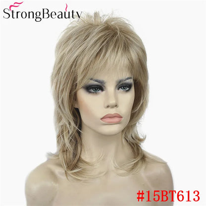 Perruque synthétique ondulée mi-longue pour femmes, cheveux naturels, sans capuchon