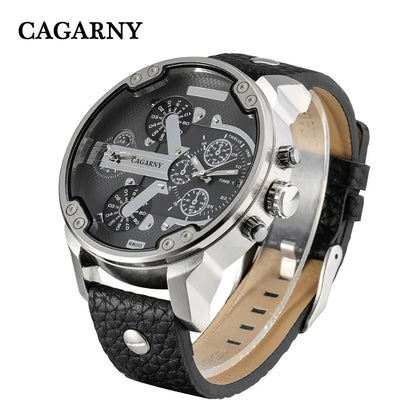 52MM grand boîtier montre à Quartz pour hommes chic hommes montres étanche double affichage de l'heure militaire relogio masculino mâle horloge