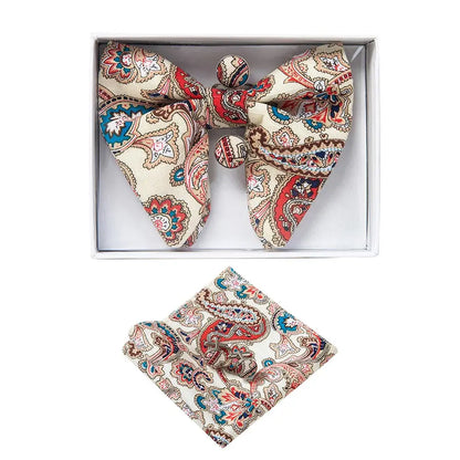 Ricnais velours grand noeud papillon hommes noeuds papillon poche carré boutons de manchette ensemble solide rouge bleu mouchoir cravate pour homme cadeau de mariage