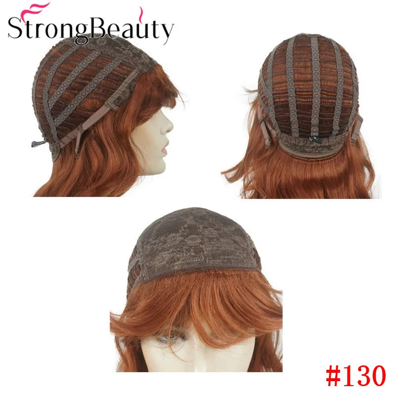 Perruque synthétique ondulée mi-longue pour femmes, cheveux naturels, sans capuchon