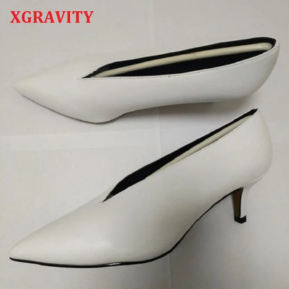 Xgravity – chaussures à bout pointu et à talon fin pour femme, souliers à la mode, style européen élégant, A264
