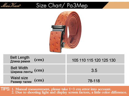 Maikun – Ceinture en cuir de luxe pour hommes, design Original, Grain d'autruche, automatique, avec boucle