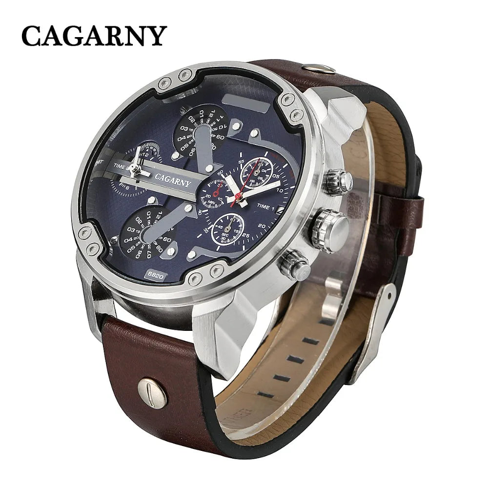 52MM grand boîtier montre à Quartz pour hommes chic hommes montres étanche double affichage de l'heure militaire relogio masculino mâle horloge
