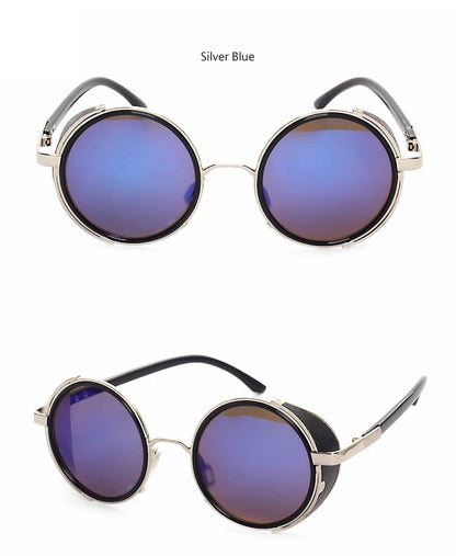 Lunettes de soleil Steampunk rétro pour hommes et femmes, rondes en métal ShiPublishSun, marque de créateur, lunettes de mode, lentille miroir UV400