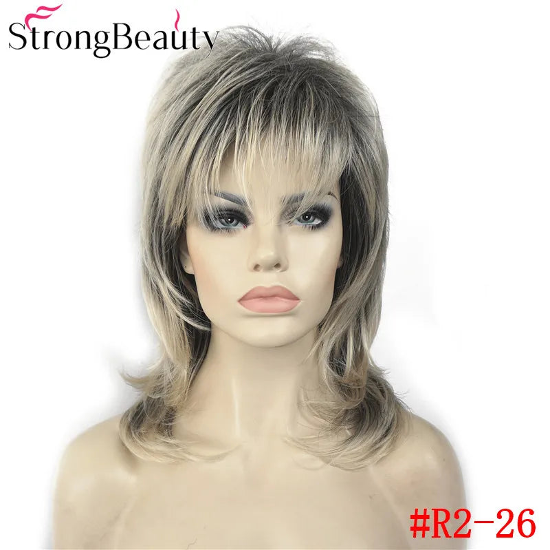 Perruque synthétique ondulée mi-longue pour femmes, cheveux naturels, sans capuchon